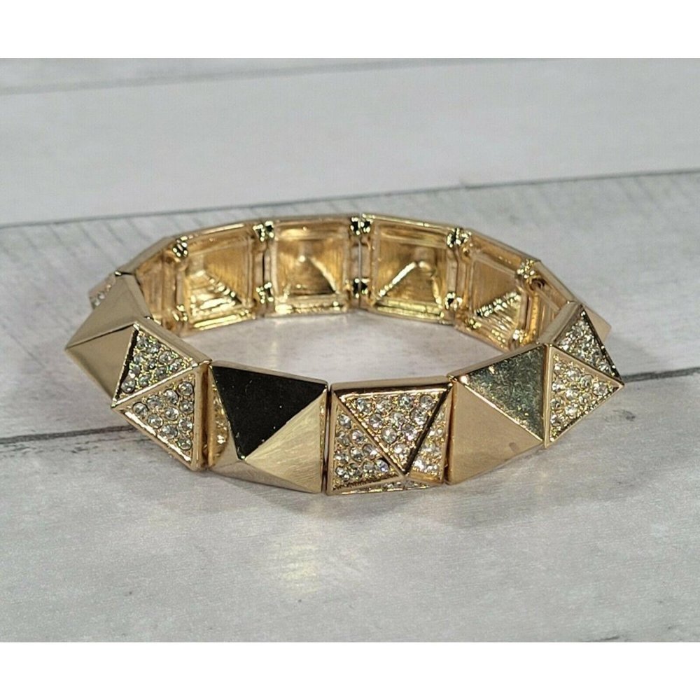 Gold Finished Unique Triangle Stretch Bracelet